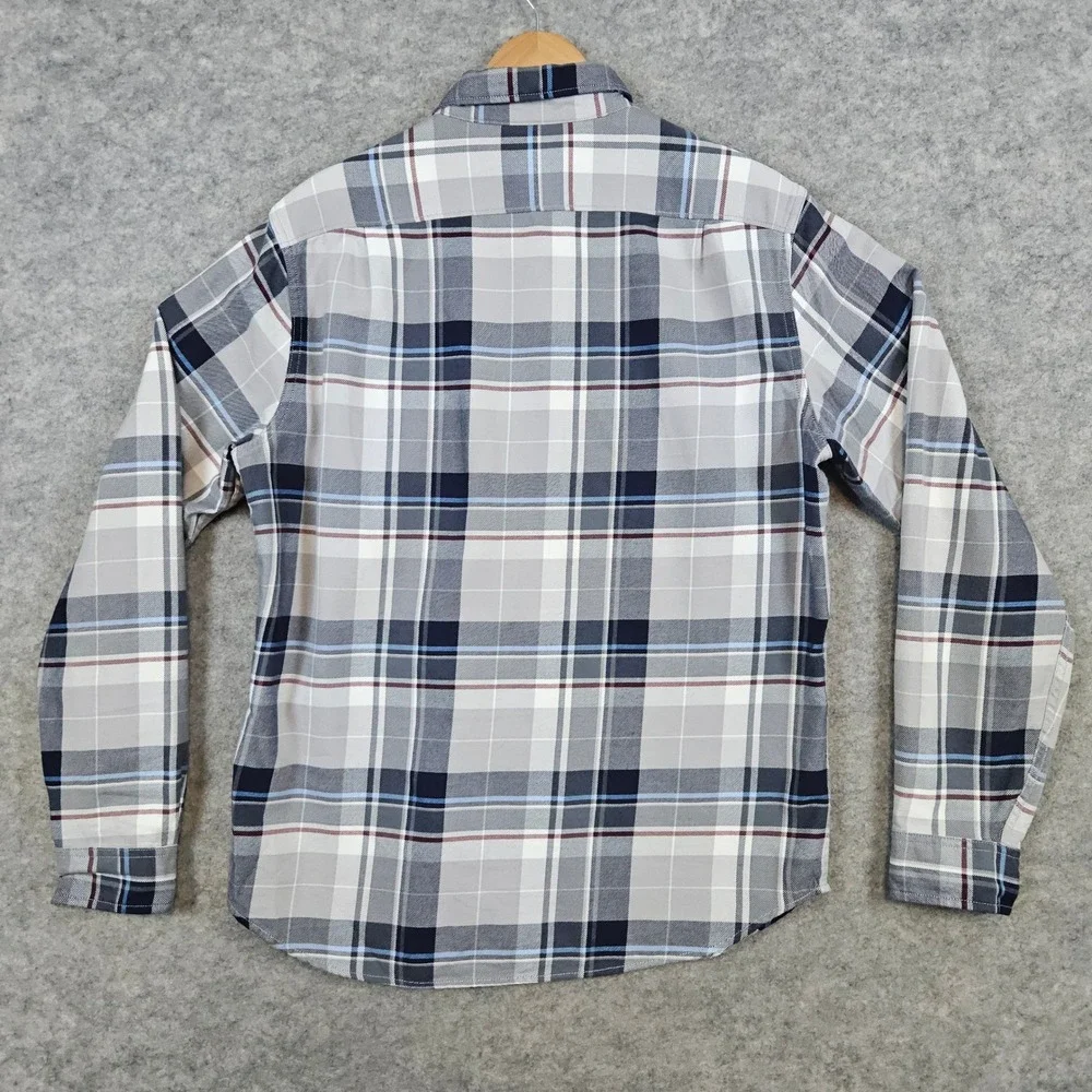 J Crew Men's Gray & Blue Plaid Long Sleeve Button Up Shirt Size M Cotton‎ Casual